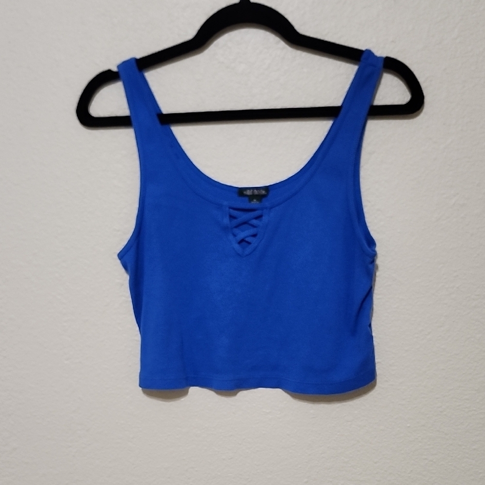 Wild Fable Blue Sleeveless Tank Top with Crop Design and Tie Front